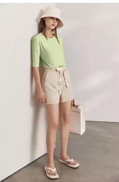 AMII minimalismo 2025 camisetas de verano para mujer nuevo algodón elástico media manga recta sólida básico Oficina señora Tops 12412016 en internet