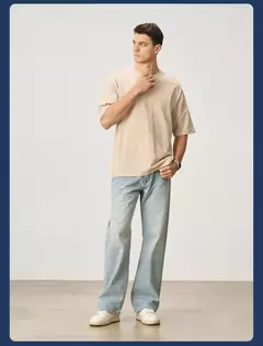 SIMWOOD alto estándar 2025 Primavera Verano nuevo suelto Relax 13,8 oz 100% pantalones vaqueros de algodón hombres moda rasgados pantalones vaqueros de talla grande - Eleganzie