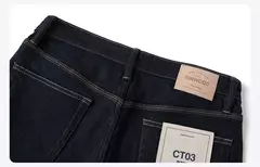 SIMWOOD 2025 Otoño Invierno nuevo ajuste Regular 15oz pantalones vaqueros indecolorables hombres cómodo proceso cepillado forro pantalones vaqueros pesados