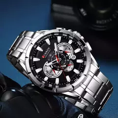 CURREN, nuevo reloj deportivo informal con cronógrafo para hombre, reloj de pulsera con banda de acero inoxidable, reloj de cuarzo con esfera grande y punteros luminosos - tienda en línea