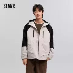 Chaqueta Semir para hombre, primavera 20224, nueva moda de retazos, prendas de vestir exteriores de tres pruebas, Top holgado con capucha