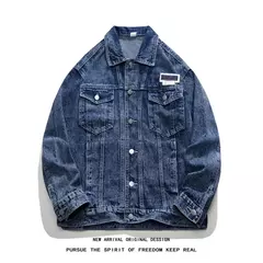Chaqueta informal de moda para hombre, Top de mezclilla lavada, chaqueta vaquera holgada de talla grande para otoño, chaqueta para hombre - online store