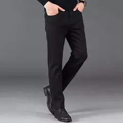 Image of Pantalones de mezclilla de alta calidad para hombre, ropa de calle masculina, ajustada, informal, Popular, juvenil, clásico, negro