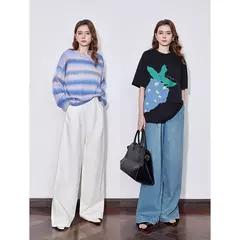TOYOUTH, pantalones vaqueros de mezclilla para mujer, primavera 2025, nuevos pantalones largos rectos de pierna ancha lavados con cintura elástica en internet