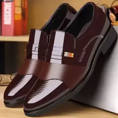 Zapatos de cuero formales para hombres, modernos y versátiles, informales de negocios, sencillos, sin cordones, zapatos de cuero informales perezosos en internet