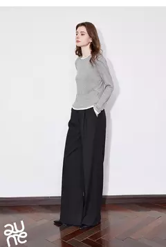TOYOUTH-Camiseta de manga larga para mujer, Tops versátiles de dos piezas falsos con empalme contrastante de Lyocell, primavera 2025 - Eleganzie