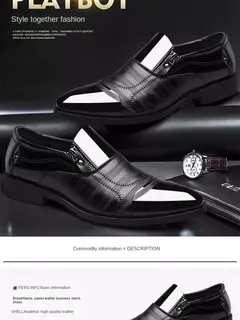 Zapatos de cuero formales de negocios informales para hombres de gran tamaño, zapatos de punta estrecha para hombres, zapatos casuales perezosos sin cordones para hombres - tienda en línea