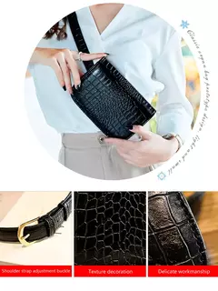 Riñonera de moda para mujer, Bolso pequeño de cuero PU con patrón de cocodrilo multifuncional, bolso cruzado diagonal deportivo informal - tienda en línea