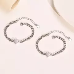 Pulseras de Pareja Love Heart de Acero Inoxidable – Elegancia Ajustable - comprar en línea