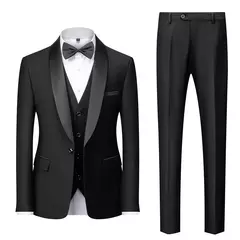 Traje de hombre de alta calidad, conjunto de 3 piezas, Blazers elegantes para boda, chaqueta de lujo con cuello de lazo, pantalones, chaleco, abrigo clásico Formal, disfraz 2024 - buy online