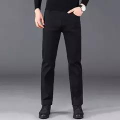 Pantalones de mezclilla de alta calidad para hombre, ropa de calle masculina, ajustada, informal, Popular, juvenil, clásico, negro - online store