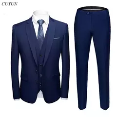 Traje para hombre, boda, elegante, 3 piezas, 2 conjuntos, chaquetas, chaleco, pantalones, Blazers, abrigos formales de negocios para novio, disfraz 2025 - tienda en línea