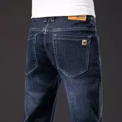 SULEE-pantalones vaqueros de estilo clásico para hombre, Jeans de negocios gruesos, elásticos, rectos, de marca, otoño e invierno, 2021