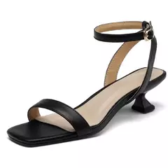 FEDONAS-Sandalias de piel auténtica para mujer, zapatos de tacón con correa al tobillo, a la moda, para fiesta, boda, graduación, oficina, Verano - Eleganzie