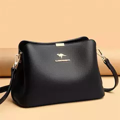 Imagen de Bolso de mano de cuero de alta calidad para mujer, bolsa de hombro multifuncional, de diseñador de lujo, Color sólido