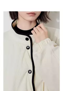 TOYOUTH-abrigo grueso de algodón para mujer, chaqueta elegante con empalme de Color contrastante y cuello de solapa de manga larga para invierno 2024 - tienda en línea