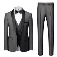 Traje de hombre de alta calidad, conjunto de 3 piezas, Blazers elegantes para boda, chaqueta de lujo con cuello de lazo, pantalones, chaleco, abrigo clásico Formal, disfraz 2024 - Eleganzie