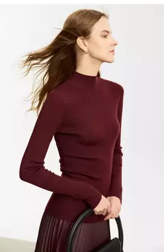 AMII suéter minimalista para mujer 2023 invierno nuevo Simple ajustado cuello alto elástico cálido sólido jerseys Mujer 12323075 - comprar en línea