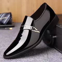 Zapatos de cuero lacado para hombre, calzado de negocios, edición coreana, conjunto puntiagudo británico