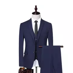 Image of Trajes de hombre para boda, alta calidad, 3 piezas, conjunto elegante de 2 trajes, Blazers clásicos de lujo, chaquetas, chaleco, pantalones, ropa Formal 2024