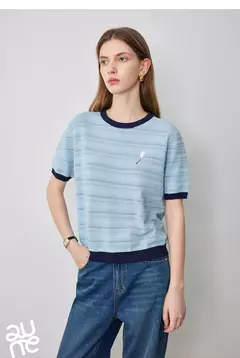 TOYOUTH-prendas de punto para mujer, Tops ahuecados con cuello redondo y contraste de Color, novedad de verano 2024