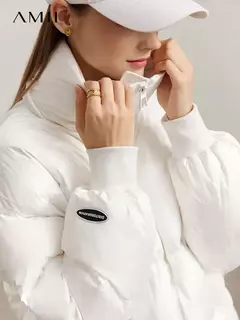 AMII minimalista 2024 nueva chaqueta de plumas para mujer abrigo de pan sólido corto mujer calidad moda suelta prendas de vestir exteriores de invierno 12344023 - online store