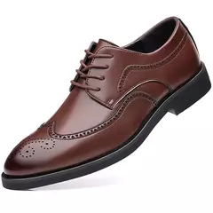 Zapatos Oxford clásicos de cuero con cordones para hombre, zapatos planos formales para oficina, fiesta de boda - tienda en línea