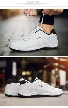 Zapatos de cuero Pu para hombre, zapatillas de deporte informales transpirables de tendencia, calzado antideslizante, zapatos vulcanizados, Tenis Masculino - Eleganzie