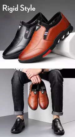 Zapatos de cuero para hombre 2024, zapatos de plataforma cómodos a la moda para hombre, zapatos ligeros sin cordones para exteriores, zapatos de cuero informales para hombre en internet