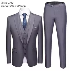 Traje para hombre, boda, elegante, 3 piezas, 2 conjuntos, chaquetas, chaleco, pantalones, Blazers, abrigos formales de negocios para novio, disfraz 2025 - comprar en línea