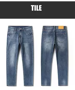 Pantalones vaqueros informales elásticos de algodón puro para hombre, pantalones de pierna ancha rectos holgados clásicos, pantalones vaqueros lavados de marca de alta calidad - online store