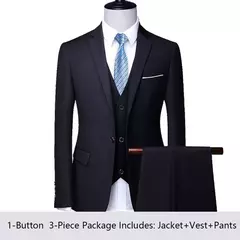 Image of Trajes de hombre, Blazers de boda, 3 piezas, 2 conjuntos elegantes, chaquetas de negocios de lujo de alta calidad, chaleco, pantalones, traje Formal coreano 2024