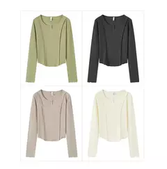 Semir-Camiseta de manga corta para mujer, camiseta ajustada diseñada para lucir más delgada, Top con dobladillo de volantes elegante, novedad de otoño 2024 - tienda en línea