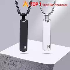Vnox-Collar de barra inicial para hombres, colgante de barra Vertical geométrica gruesa con letras de A-Z, Collar Simple informal, regalo para él
