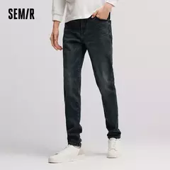 Semir Jeans Hombres Retro 2024 Invierno Nuevos pantalones de pierna delgados de lana cálidos y versátiles