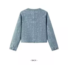 Imagen de Semir chaqueta vaquera mujer estilo corto cuello redondo dulce y fresco 2025 nueva primavera chaqueta Jacquard con nudo chino nicho