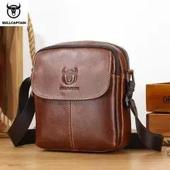 Bolso bandolera de cuero BULLCAPTAIN para hombre, bolsos de hombro de negocios adecuados para Ipad de 7,9 pulgadas, Mini bolsos cruzados para hombre de alta calidad
