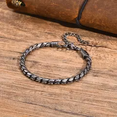 Vnox Punk hombres pulseras de cadena de eslabones de serpiente, pulsera de cadena brillante de acero inoxidable trenzado de Color negro plateado, joyería de uso cómodo - comprar en línea
