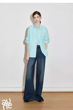 Imagen de TOYOUTH camisa a rayas para mujer 2025 primavera nueva Lyocell algodón manga larga blusa versátil camisa Tops azul