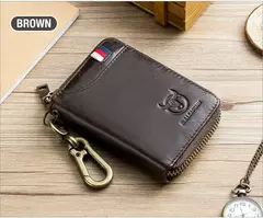 BULLCAPTAIN, bolso para tarjetas y llaves de cuero genuino para hombre, caja para llaves multifunción de alta calidad, llavero para coche, billetera, Mini tarjetero, Clip para llaves - comprar en línea