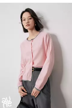 TOYOUTH-suéter de punto para mujer, cárdigan de manga larga con botones y cuello redondo, Color contrastante, novedad de otoño, 2024 en internet