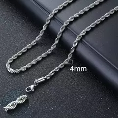 Imagen de Vnox Collares de barra vertical 3D para hombres, colgante geométrico de acero inoxidable en capas, cadena cubana de cuerda de trigo en capas, collar para niño