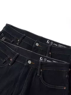 SIMWOOD 2025 Otoño Invierno nuevo ajuste Regular 15oz pantalones vaqueros indecolorables hombres cómodo proceso cepillado forro pantalones vaqueros pesados - Eleganzie