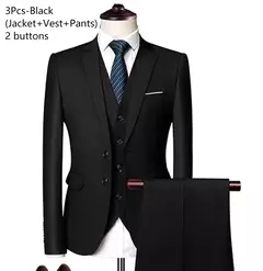 Imagen de Trajes para hombres elegantes, Blazers de 3 piezas, 2 conjuntos, chaquetas de boda, chaleco, pantalones, moda de lujo, traje completo clásico, traje Formal 2025