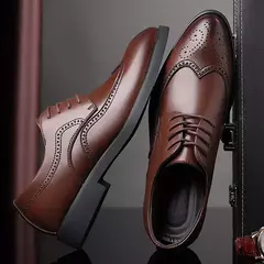 Zapatos Oxford clásicos de cuero con cordones para hombre, zapatos planos formales para oficina, fiesta de boda - Eleganzie