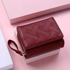 Cartera bordada corta Love Zero para mujer, hebilla de cremallera, bolso de tarjeta de gran capacidad, moda versátil Simple - comprar en línea