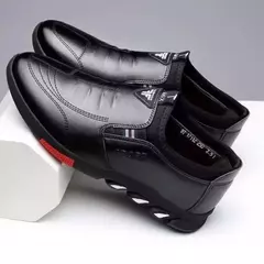 Imagen de Zapatos de cuero para hombre 2024, zapatos de plataforma cómodos a la moda para hombre, zapatos ligeros sin cordones para exteriores, zapatos de cuero informales para hombre