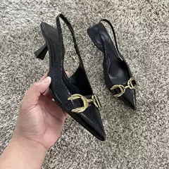 Zapatos de tacón alto de aguja para mujer, calzado de cuero negro, punta estrecha, Sexy, talla grande 42, 2023 on internet