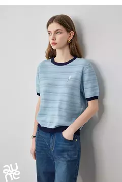 TOYOUTH-prendas de punto para mujer, Tops ahuecados con cuello redondo y contraste de Color, novedad de verano 2024 - tienda en línea