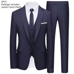 Image of Traje de hombre Blazers para boda 3 piezas 2 conjuntos elegantes chaquetas de lujo de alta calidad chaleco pantalones 2024 abrigos formales traje clásico